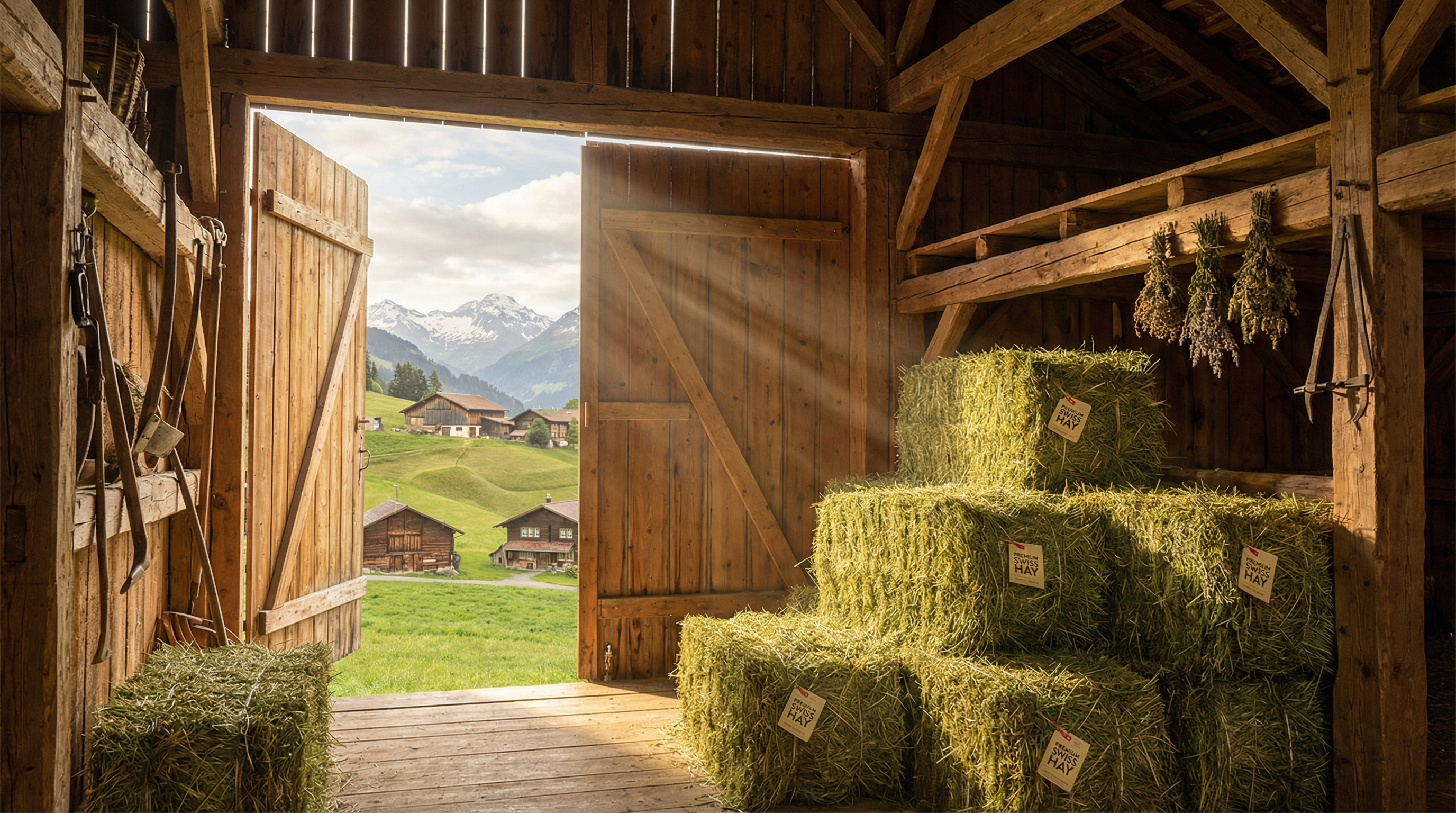 Heuscheune mit Alpenpanorama
